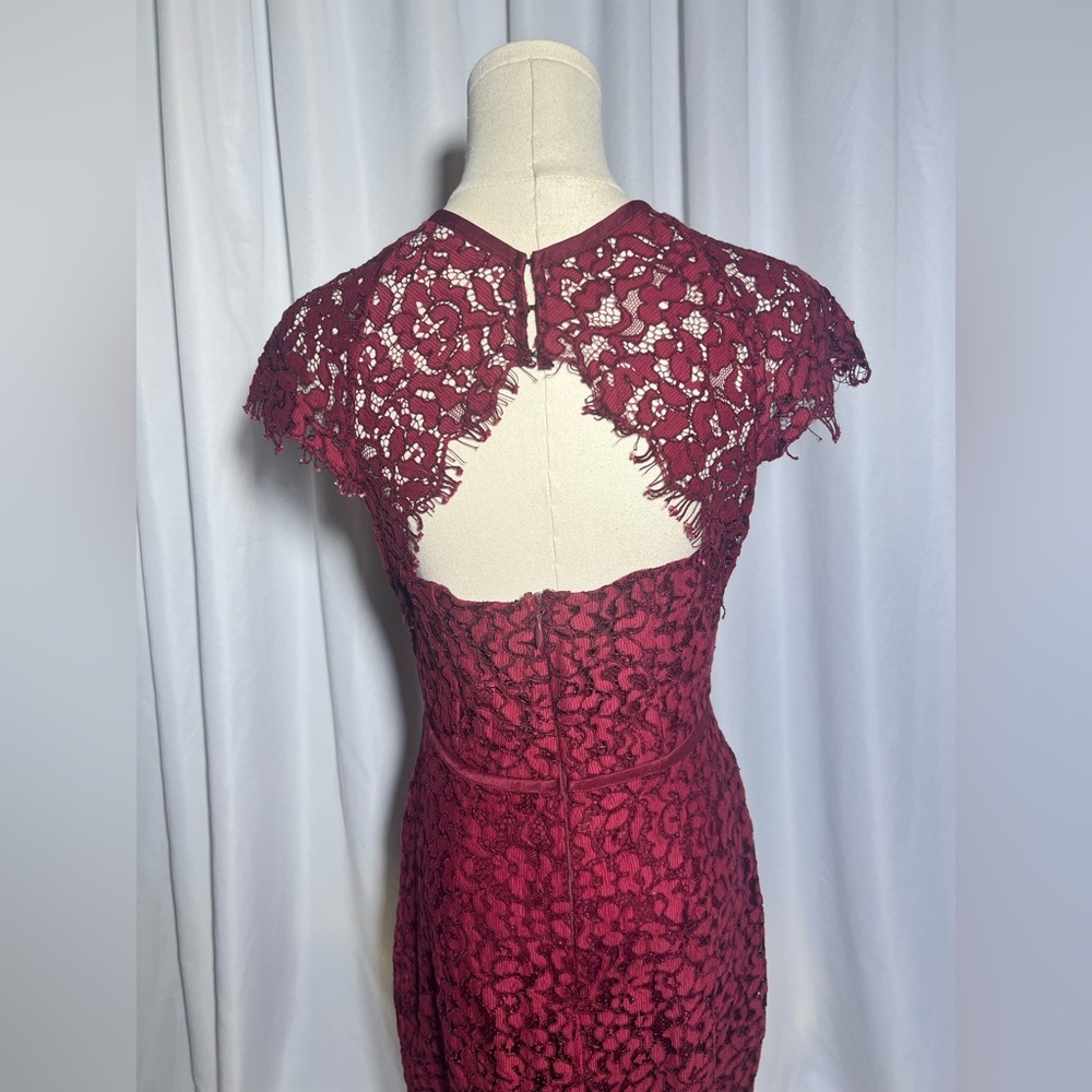 Harlyn Burgundy place Cap Sleeve Dress | S - Picture 7 of 12